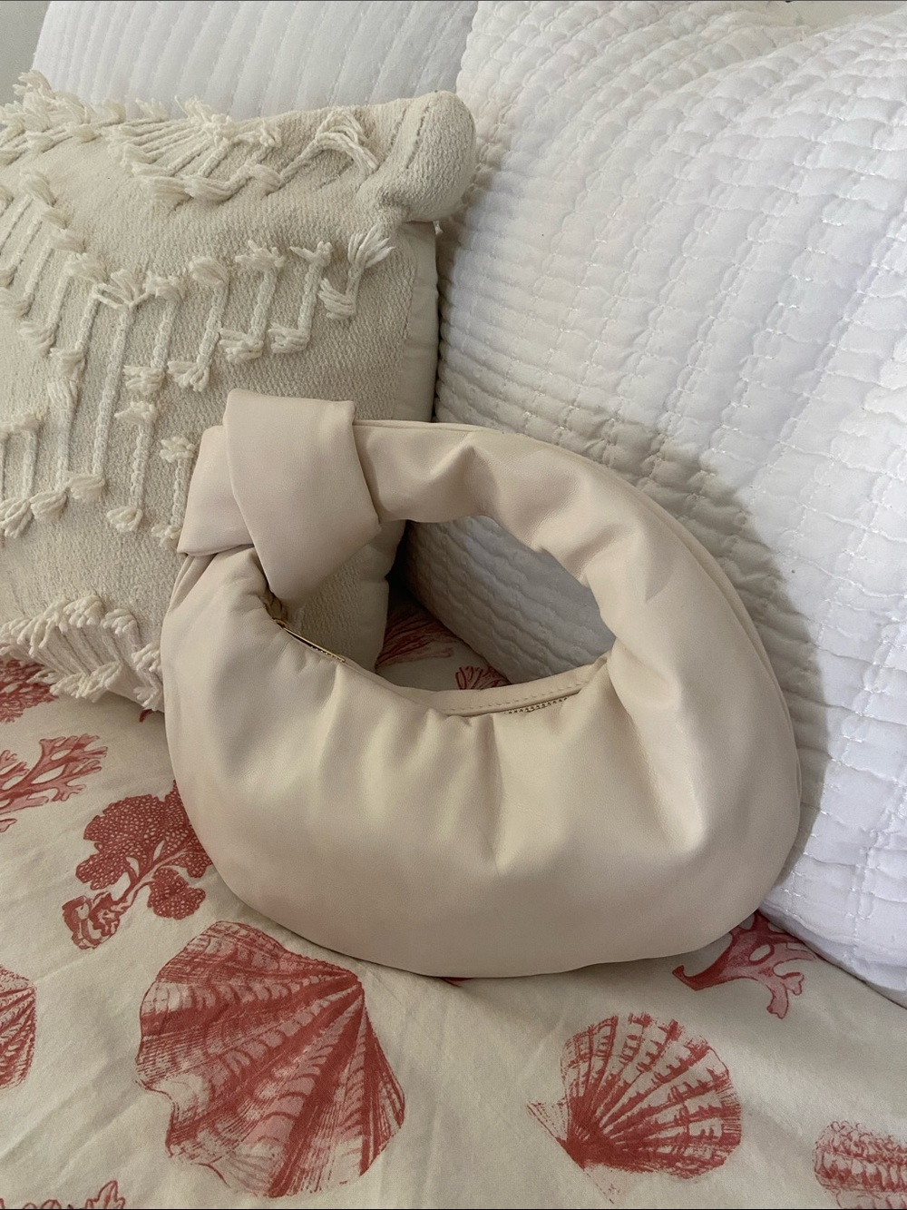 Cream Knot-Handle Shoulder Bag
